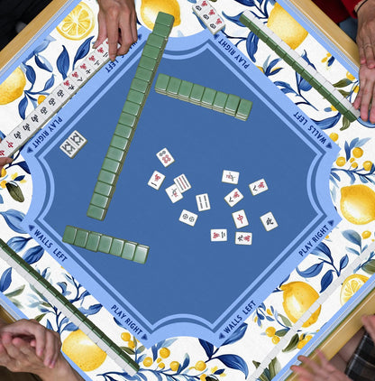 Blue and Yellow Summer Italian Lemon Mahjong Mat