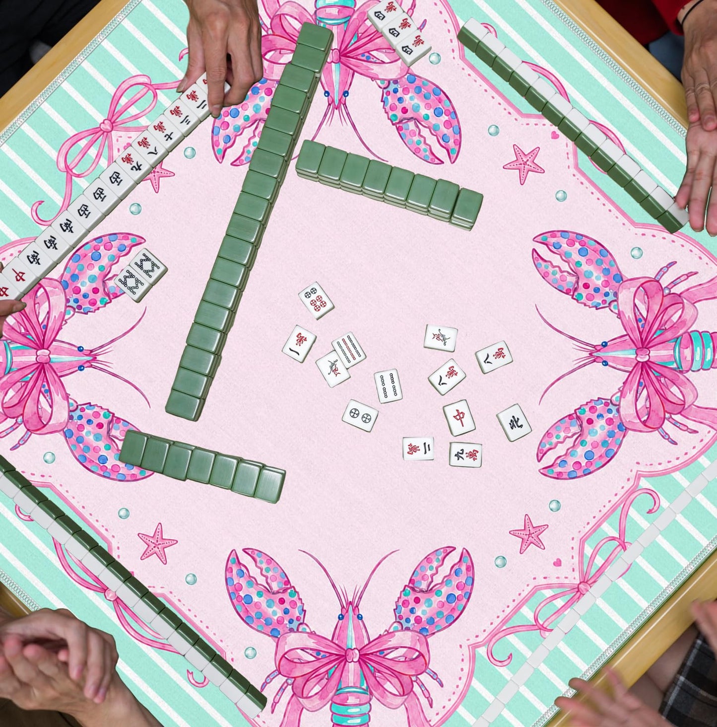 Blue and Yellow Summer Italian Lemon Mahjong Mat