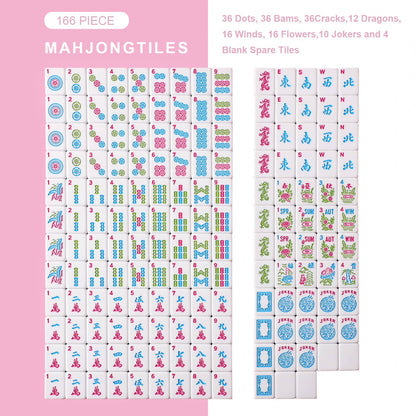 American Mahjong Set with pink tiles and racks/pushers included