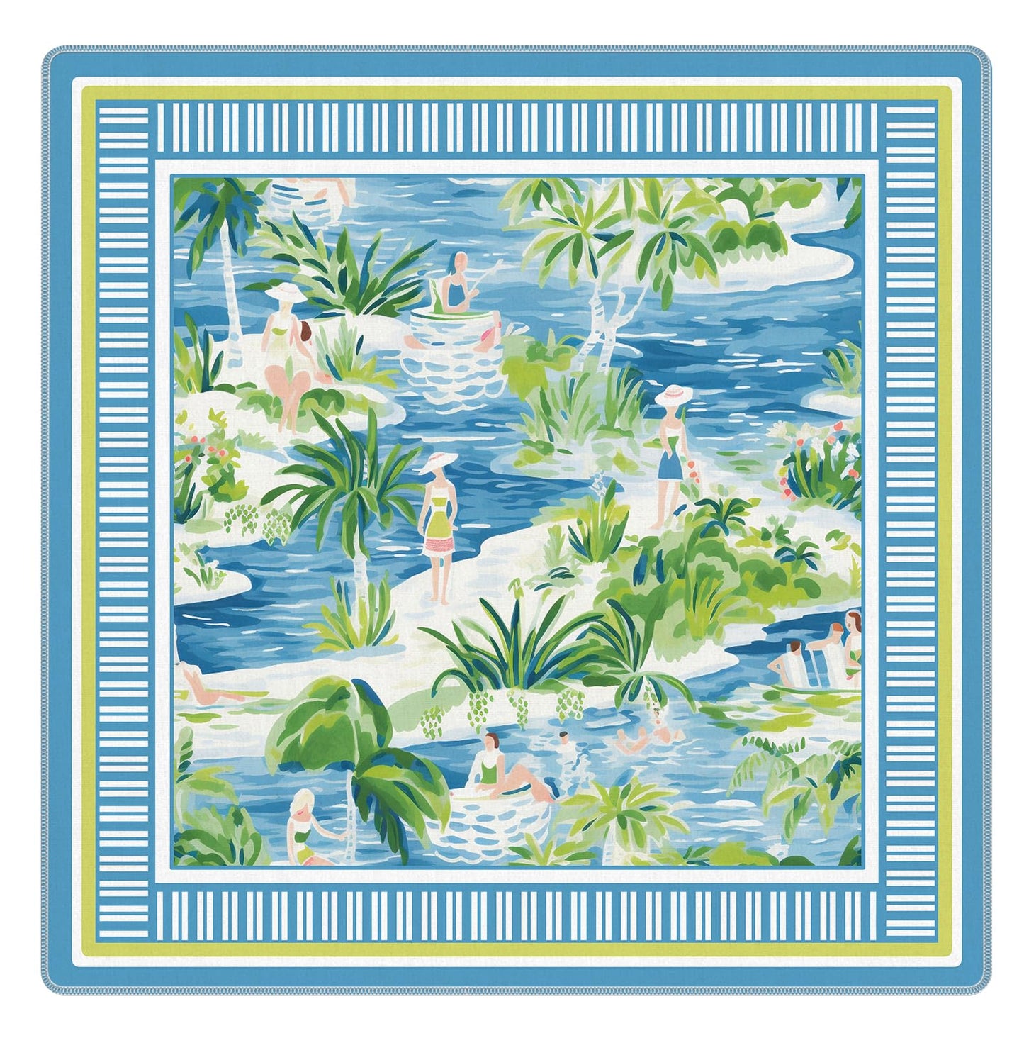 Blue and Yellow Summer Italian Lemon Mahjong Mat