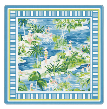 Blue and Yellow Summer Italian Lemon Mahjong Mat