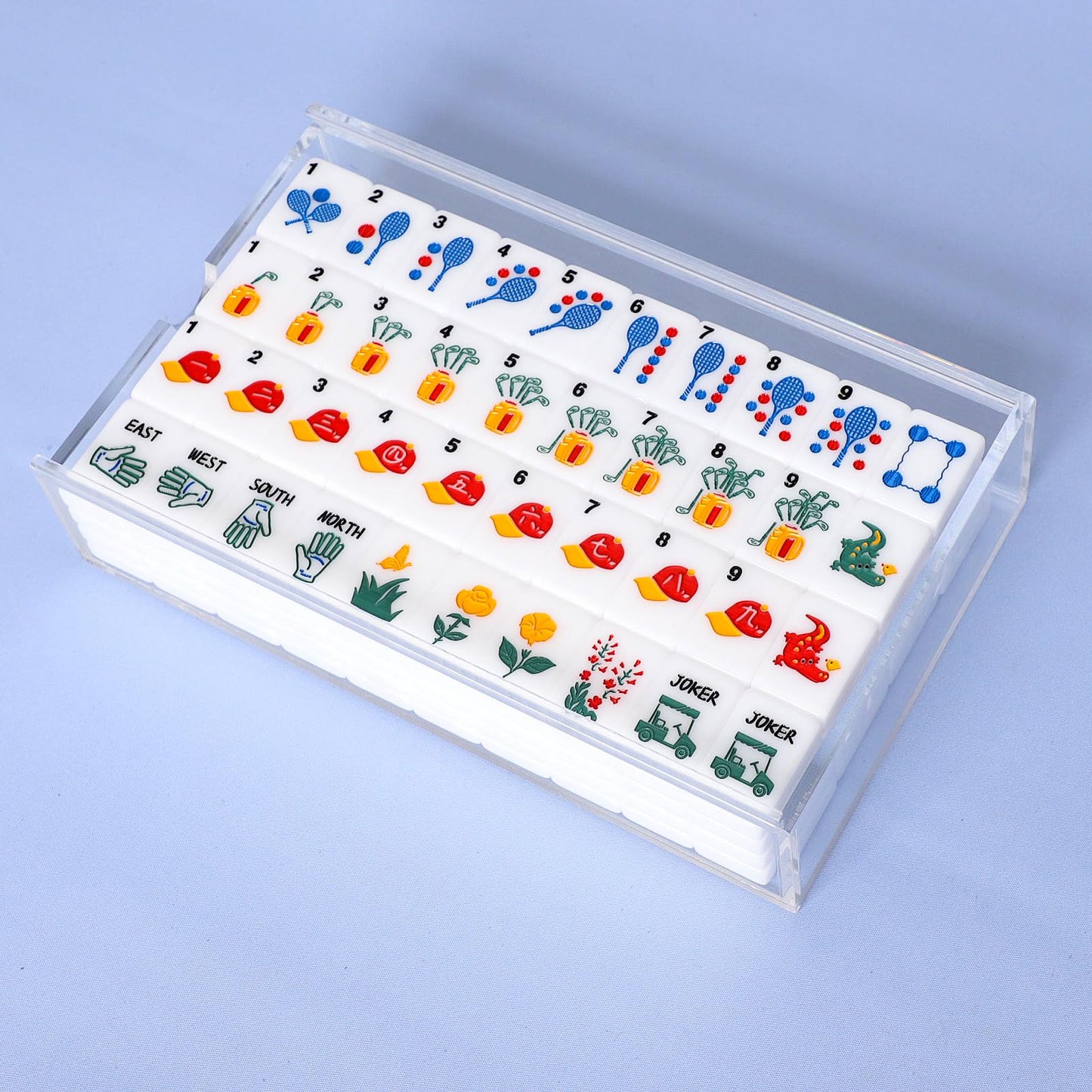 American Mahjong Set with pink tiles and racks/pushers included