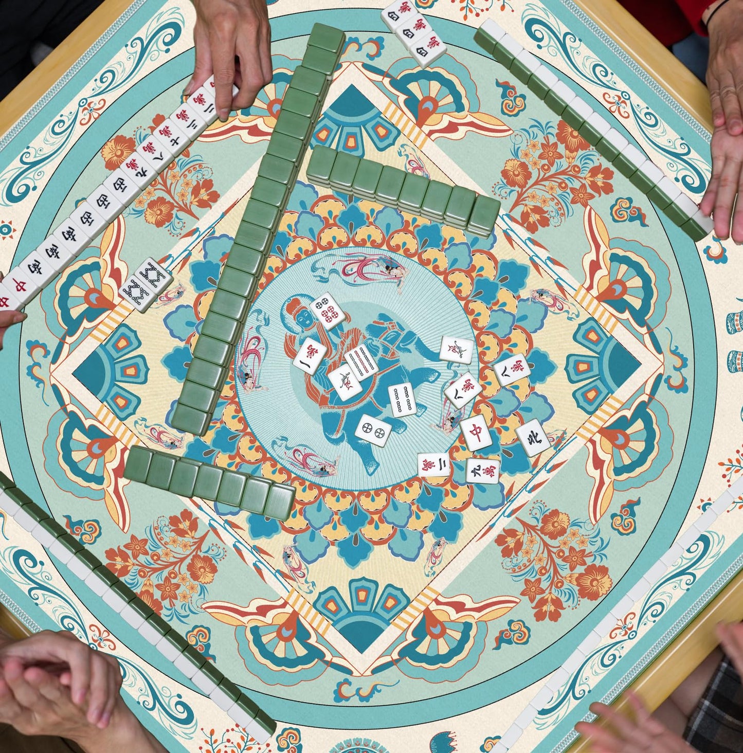 Blue and Yellow Summer Italian Lemon Mahjong Mat