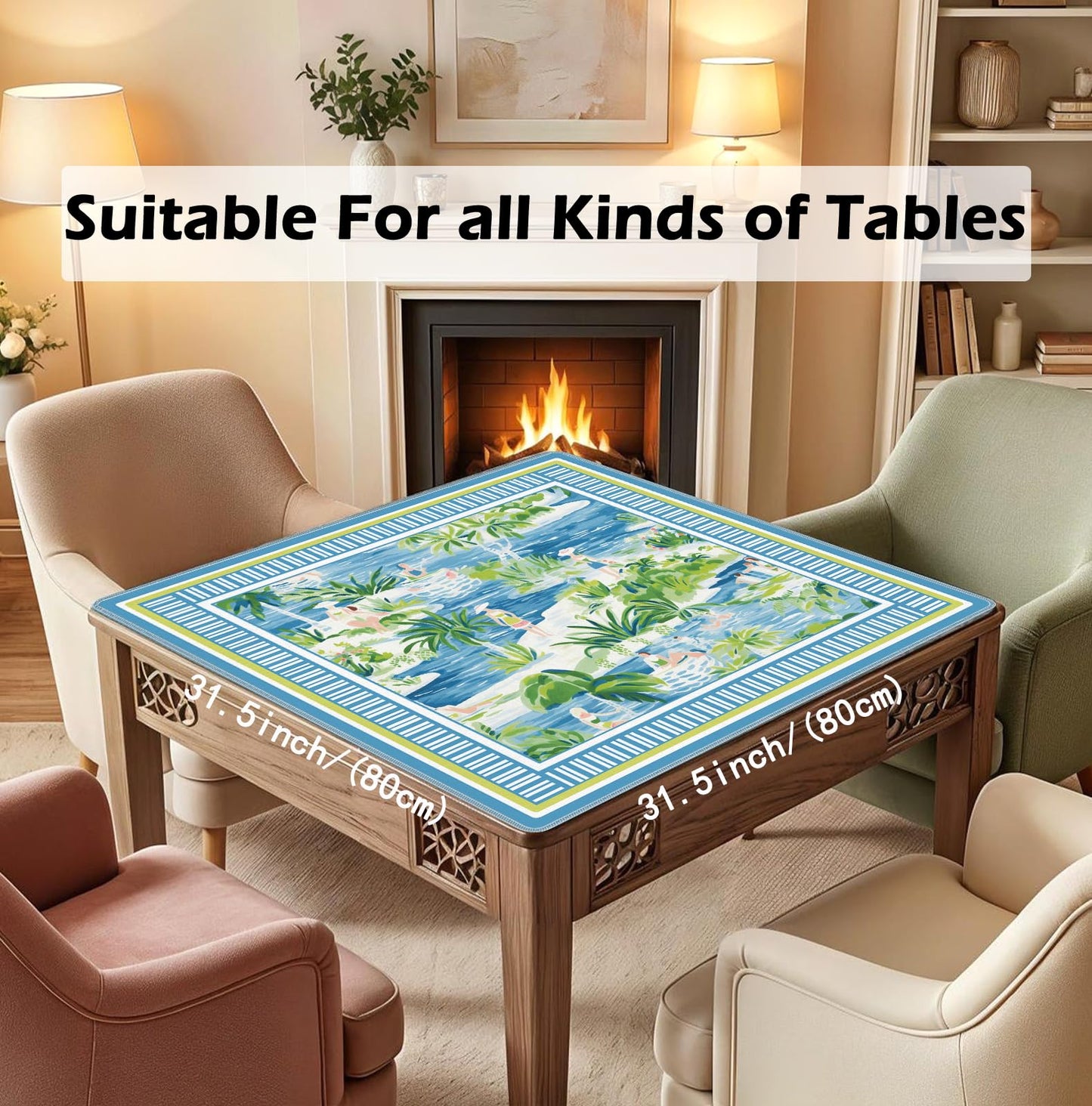 Blue and Yellow Summer Italian Lemon Mahjong Mat