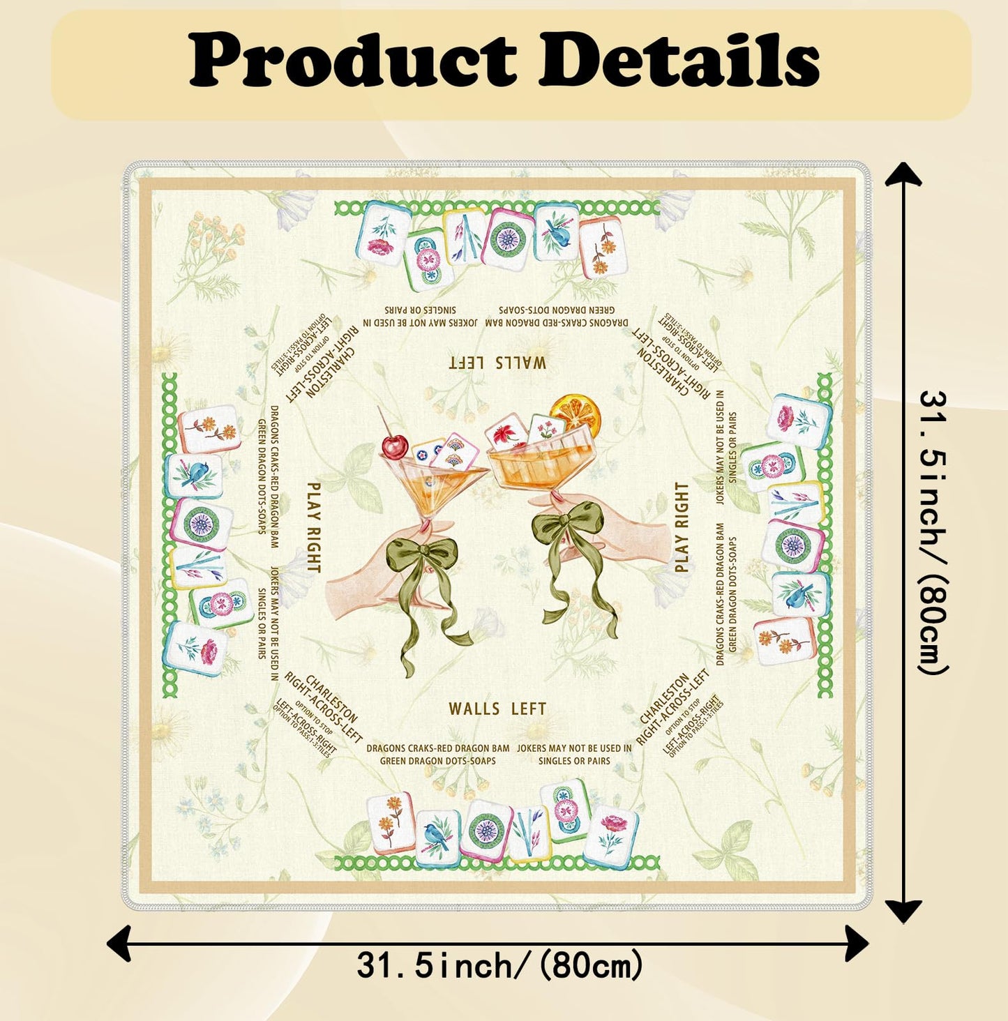 Blue and Yellow Summer Italian Lemon Mahjong Mat