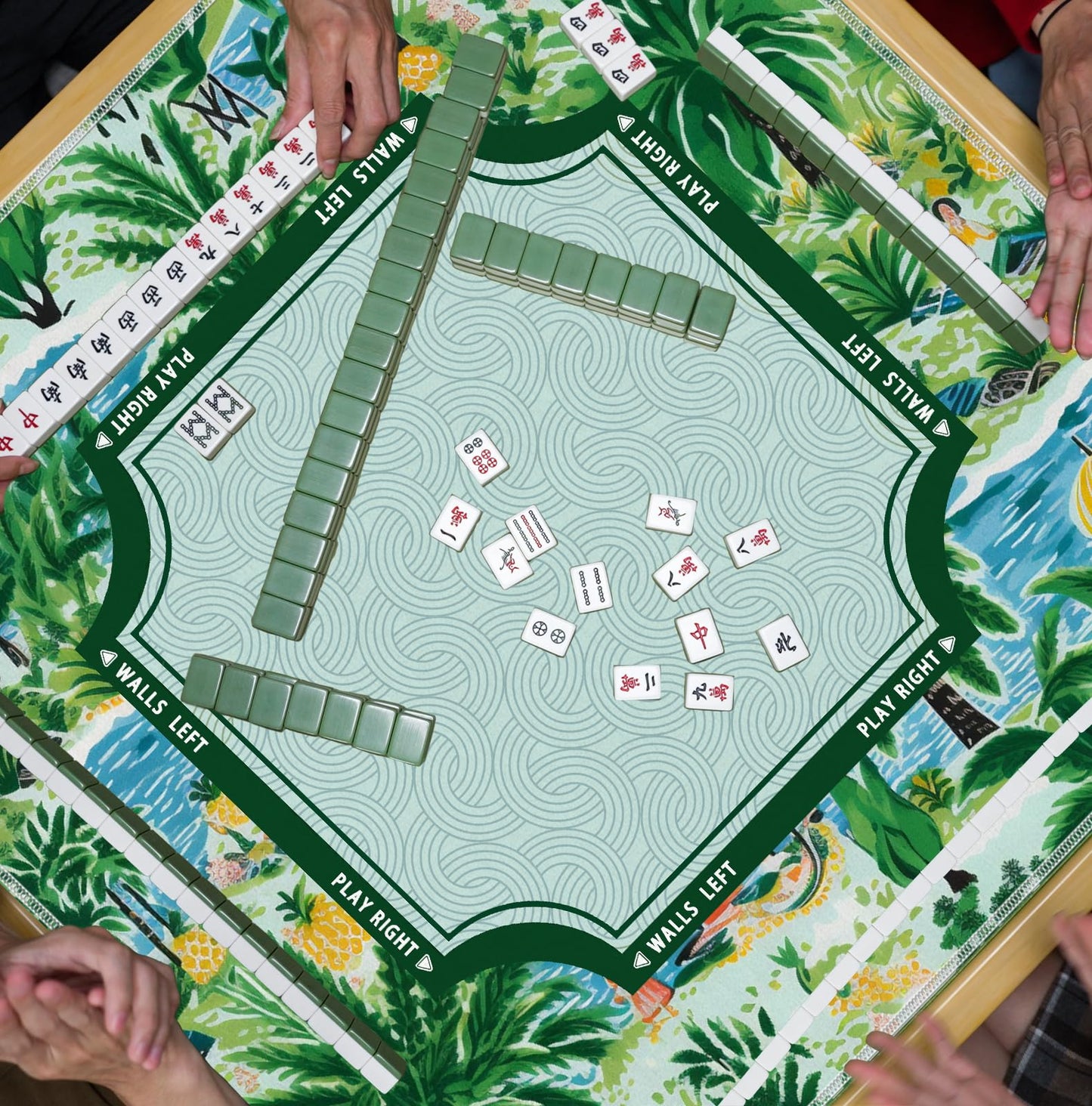 Blue and Yellow Summer Italian Lemon Mahjong Mat