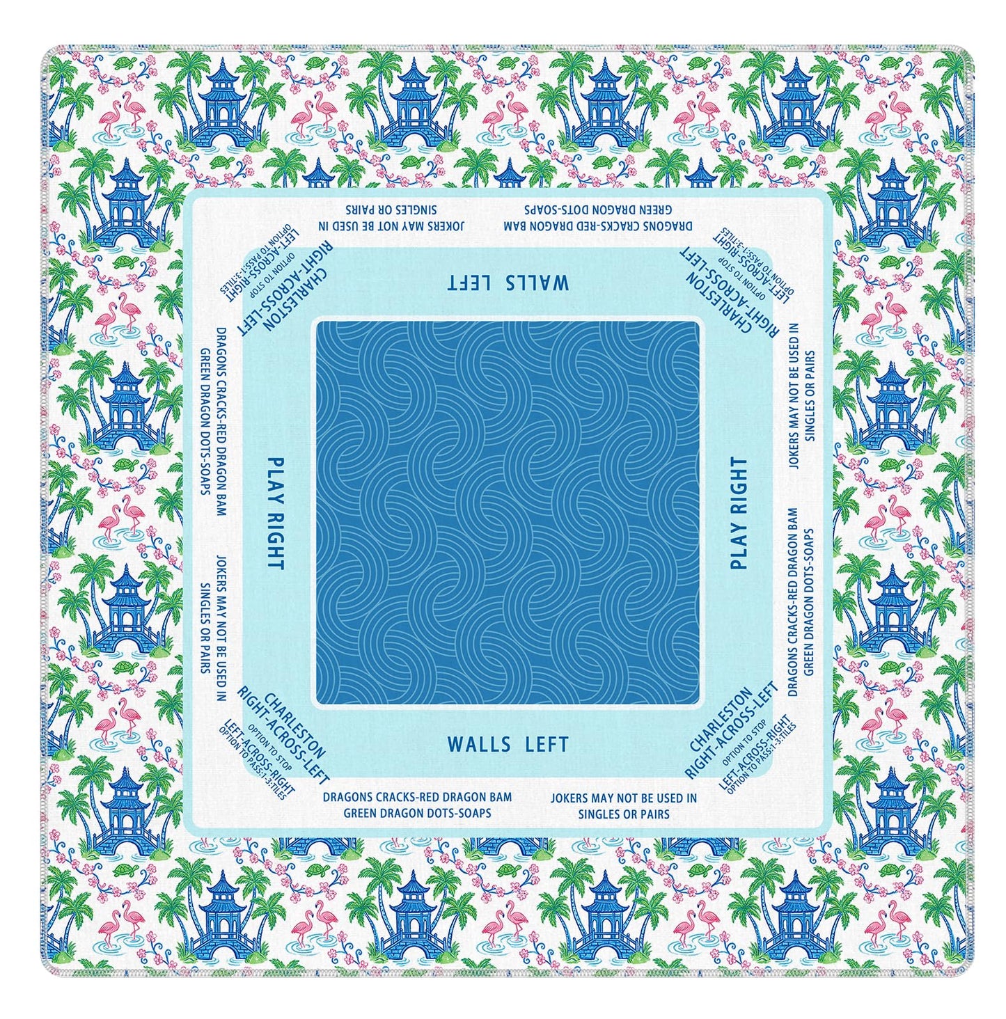 Blue and Yellow Summer Italian Lemon Mahjong Mat