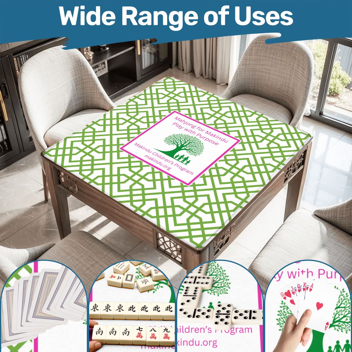 Mahjong for Makindu Custom Mahjong Mat 31.5"x31.5" (Ship Rolled up)