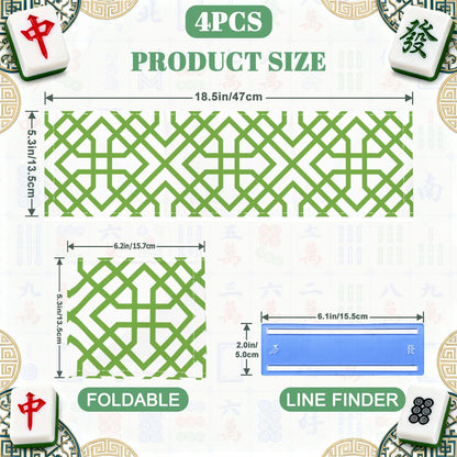 4 pack Green Lattice Mahjong Card Holder with Line Finder